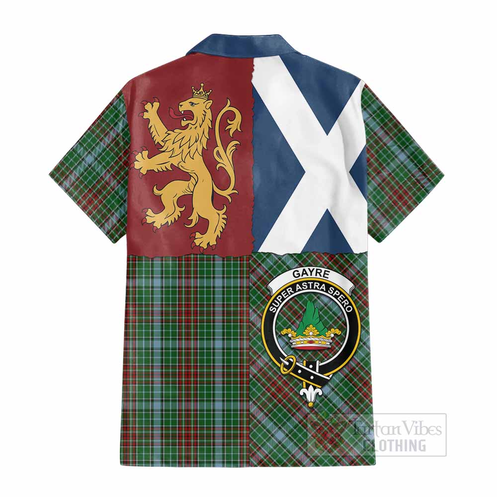 Gayre Crest Tartan Cotton Hawaiian Shirt with Lion Rampant Saltire Style - Tartan Vibes Clothing