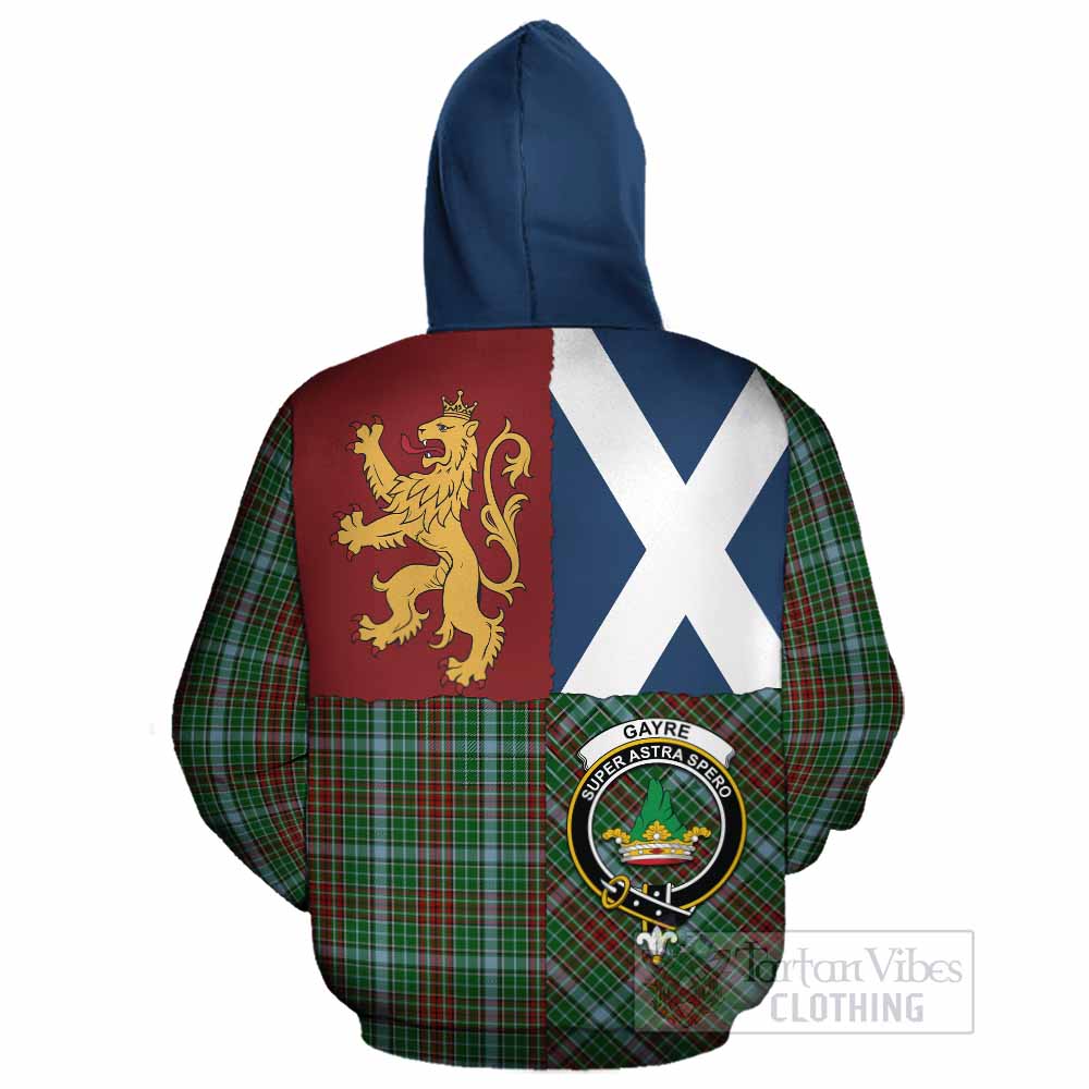 Gayre Crest Tartan Cotton Hoodie with Lion Rampant Saltire Style - Tartan Vibes Clothing