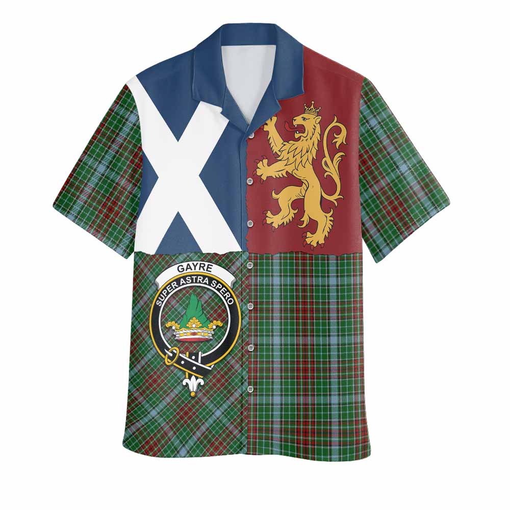 Gayre Crest Tartan Hawaiian Shirt with Lion Rampant Saltire Style