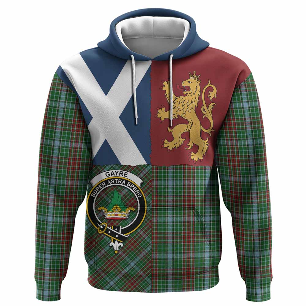 Gayre Crest Tartan Hoodie with Lion Rampant Saltire Style