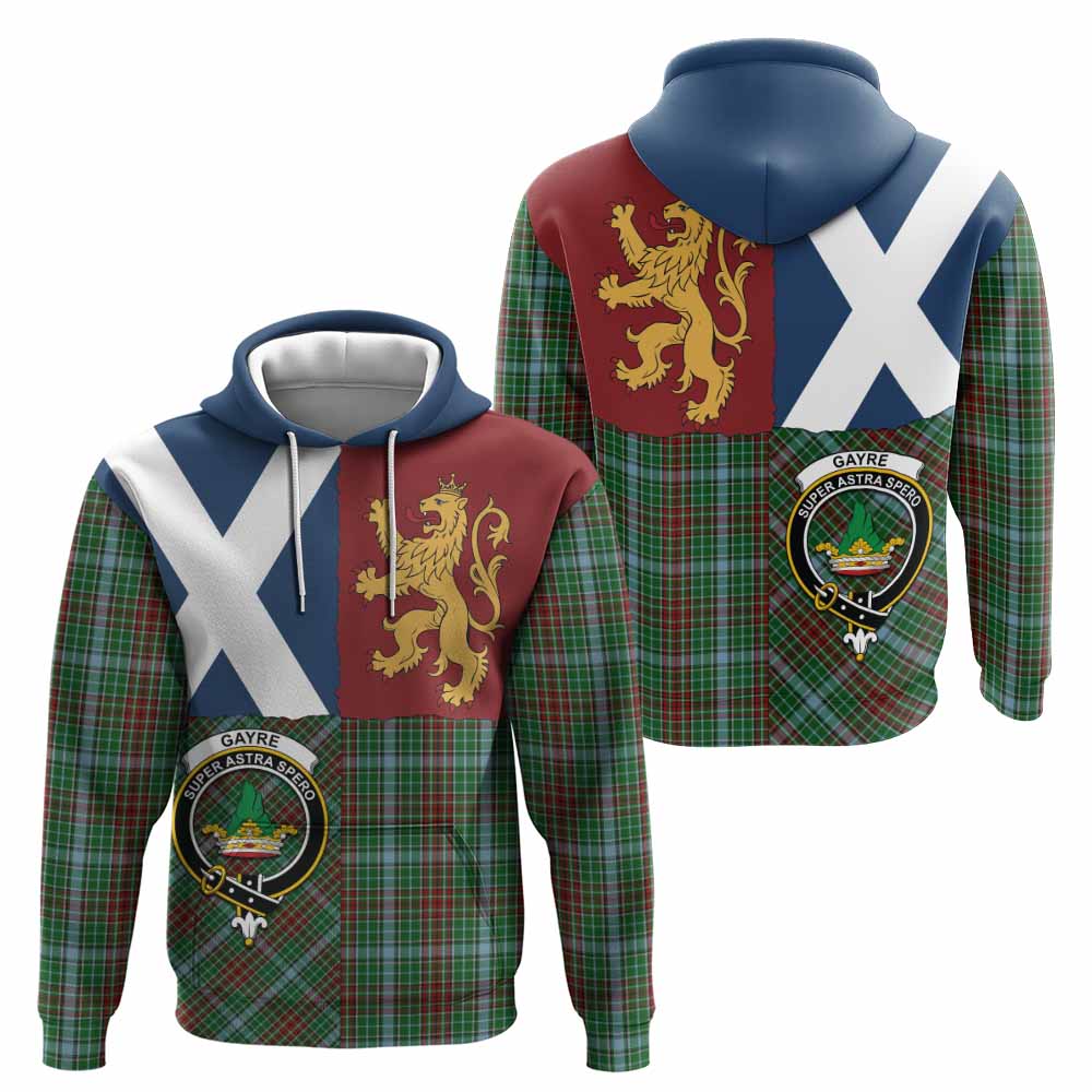 Gayre Crest Tartan Hoodie with Lion Rampant Saltire Style