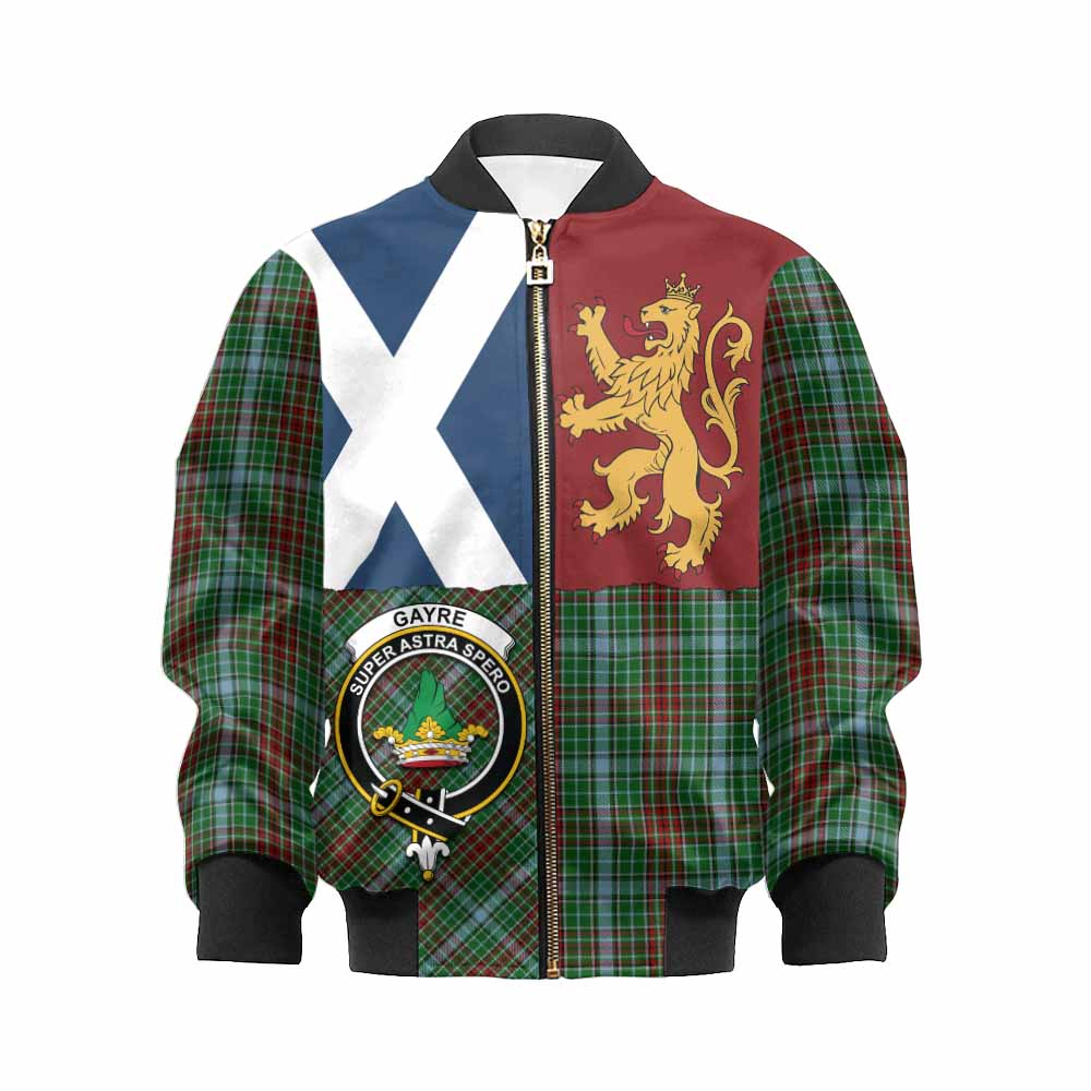 Gayre Crest Tartan Kid Bomber Jacket with Lion Rampant Saltire Style - Tartan Vibes Clothing