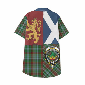 Gayre Crest Tartan Kid Hawaiian Shirt with Lion Rampant Saltire Style