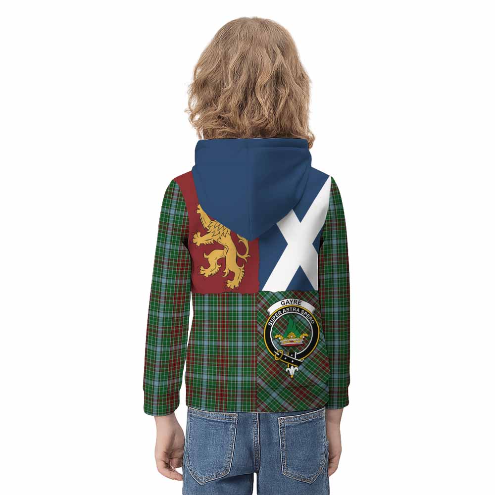 Gayre Crest Tartan Kid Hoodie with Lion Rampant Saltire Style - Tartan Vibes Clothing