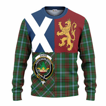 Gayre Crest Tartan Knitted Sweater with Lion Rampant Saltire Style