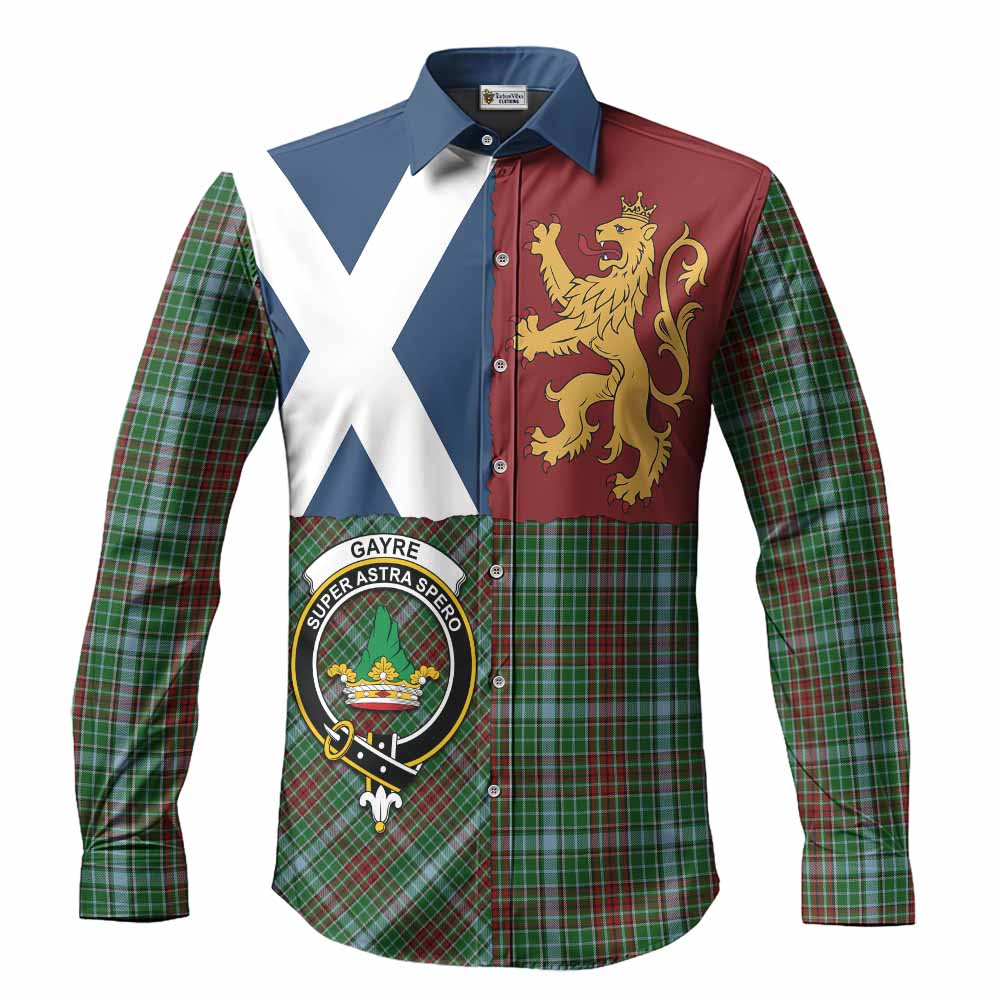 Gayre Crest Tartan Long Sleeve Button Shirts with Lion Rampant Saltire Style
