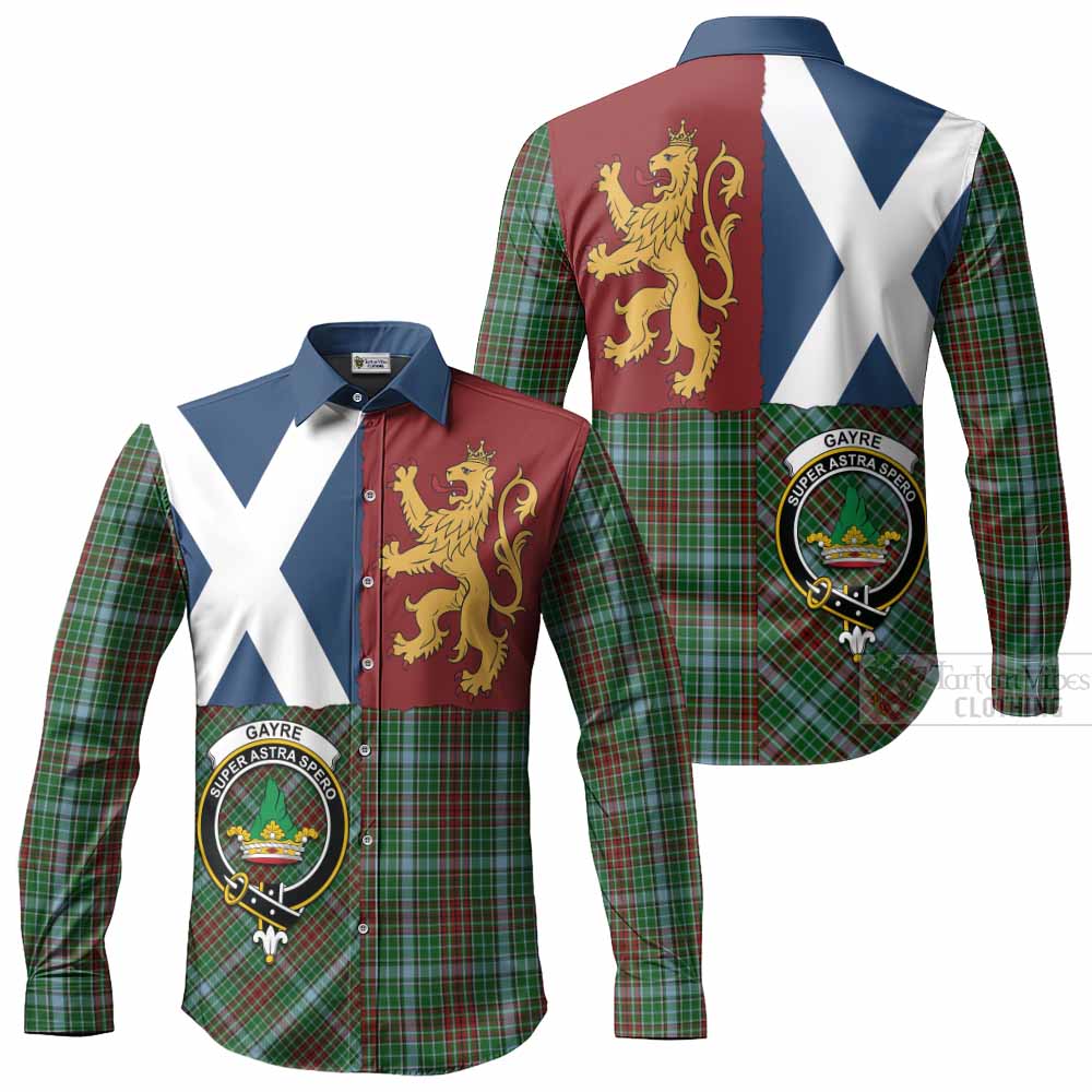 Gayre Crest Tartan Long Sleeve Button Shirts with Lion Rampant Saltire Style