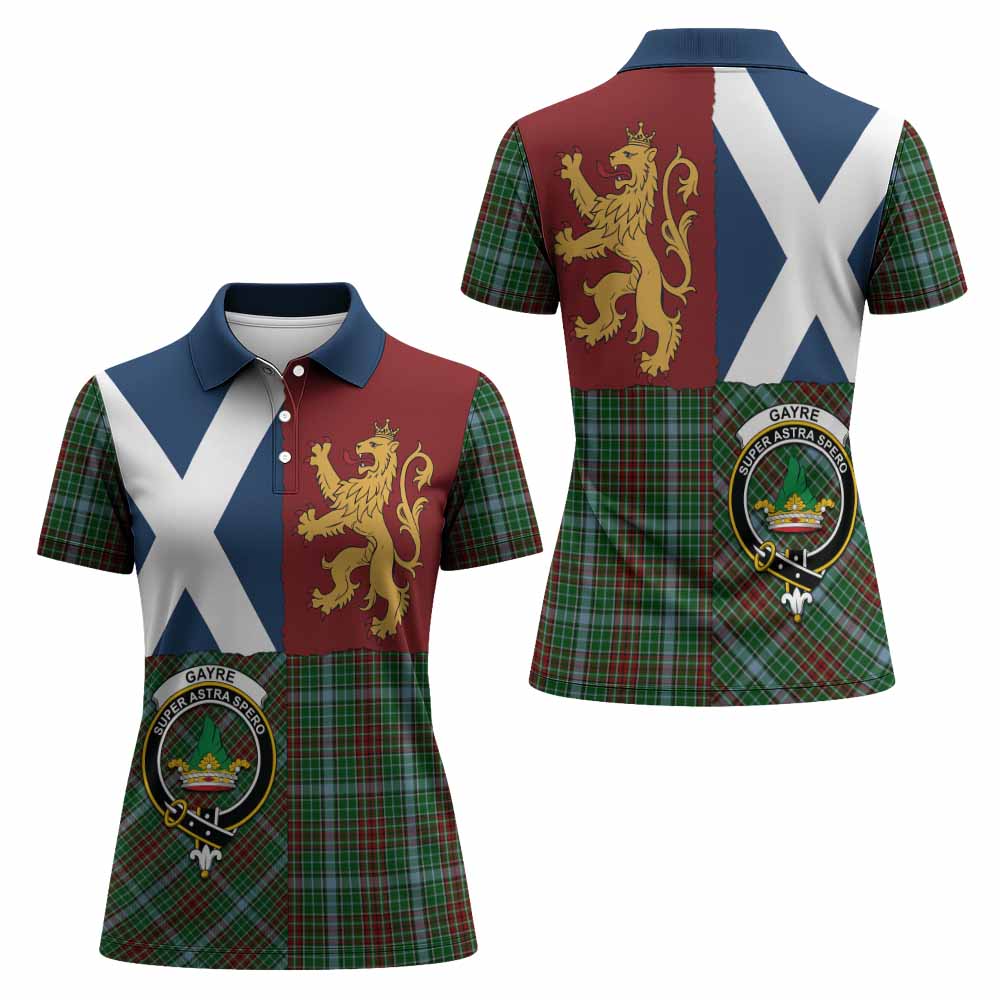 Gayre Crest Tartan Women Polo Shirt with Lion Rampant Saltire Style