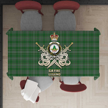 Gayre Dress Tartan Tablecloth with Clan Crest and the Golden Sword of Courageous Legacy