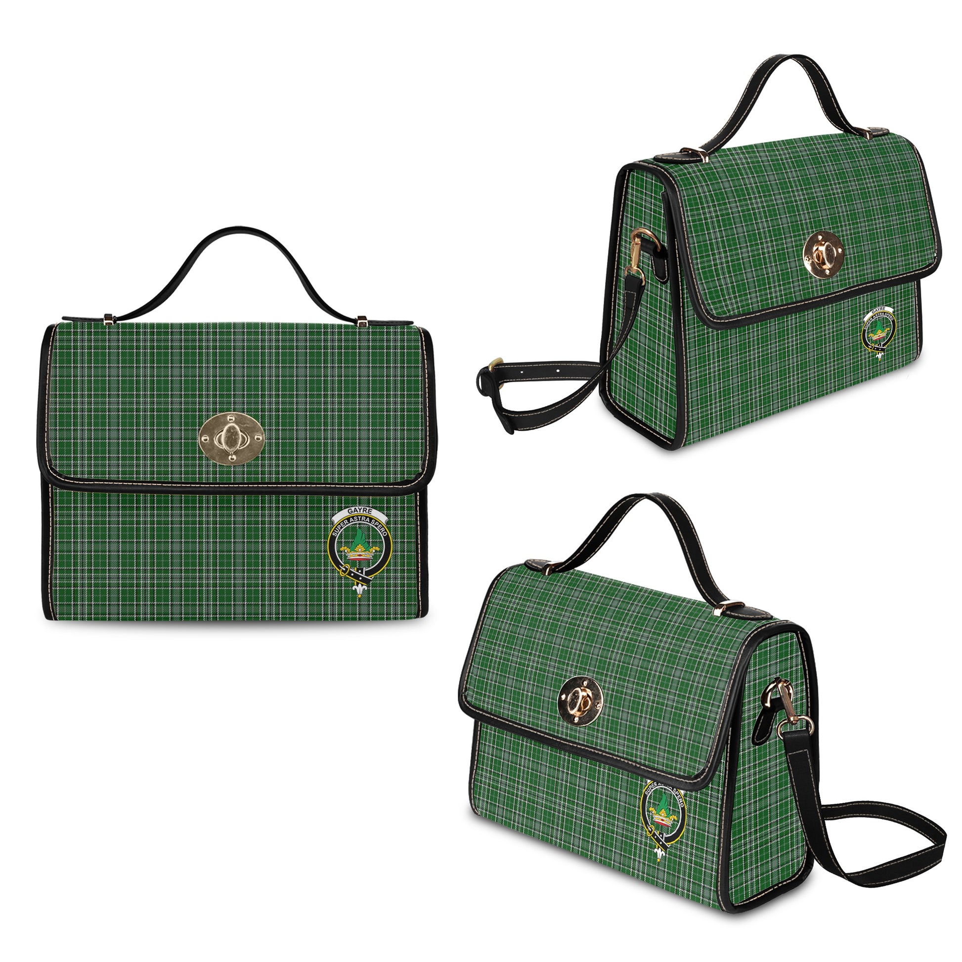 gayre-dress-tartan-leather-strap-waterproof-canvas-bag-with-family-crest