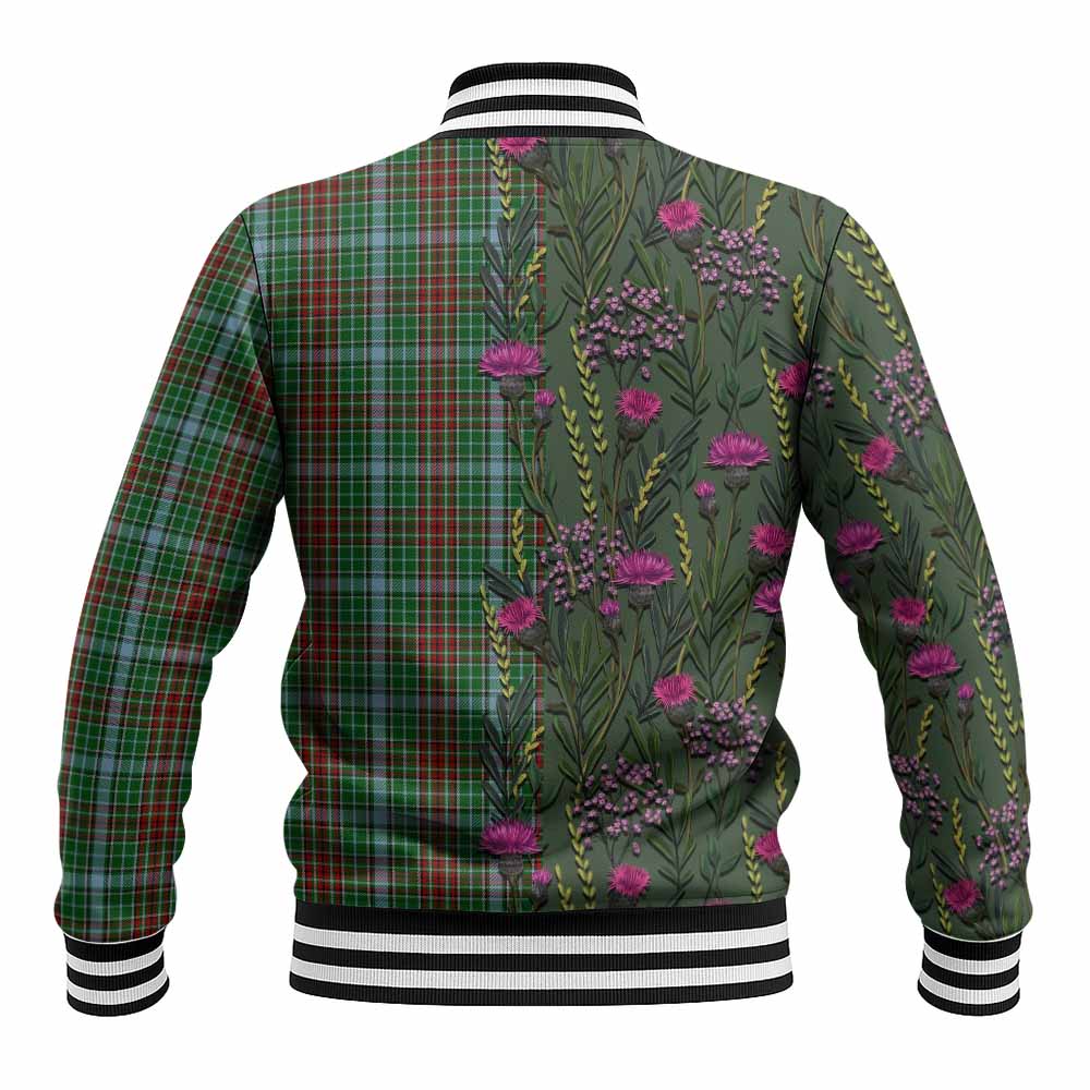 Gayre Family Crest Tartan Baseball Jacket Scottish Thistle Flower Pattern Half Style - Tartan Vibes Clothing
