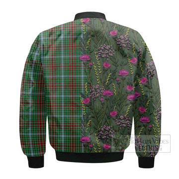 Gayre Family Crest Tartan Bomber Jacket Scottish Thistle Flower Pattern Half Style