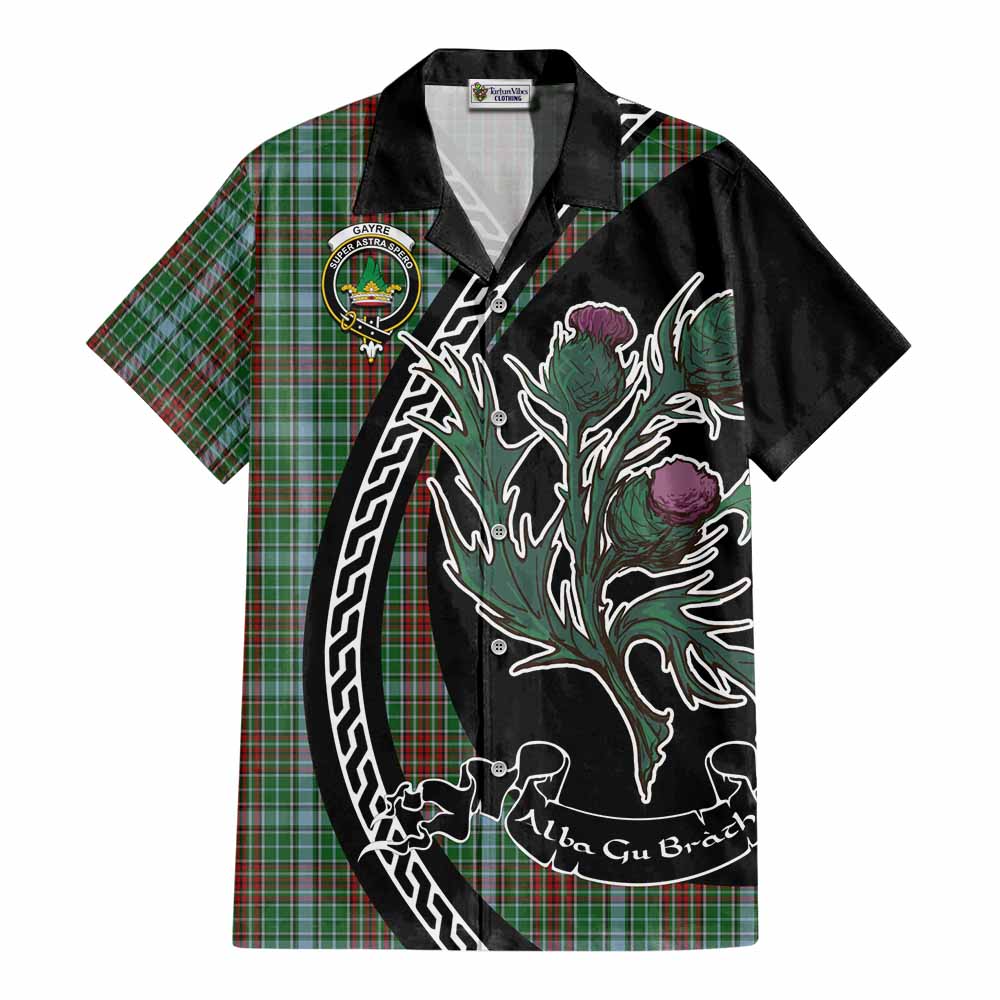 Gayre Family Crest Tartan Cotton Hawaiian Shirt Alba Thistle Inspired - Tartan Vibes Clothing