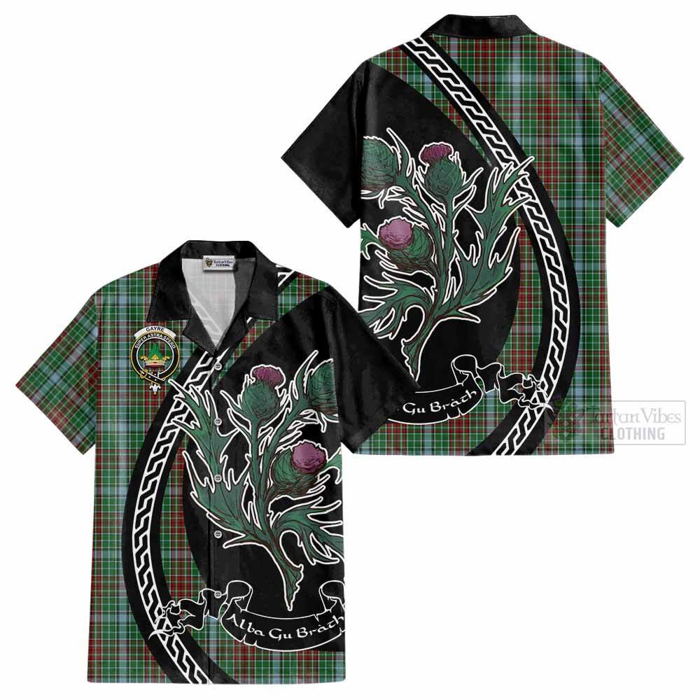 Gayre Family Crest Tartan Cotton Hawaiian Shirt Alba Thistle Inspired - Tartan Vibes Clothing