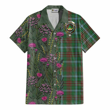 Gayre Family Crest Tartan Cotton Hawaiian Shirt Scottish Thistle Flower Pattern Half Style - Tartan Vibes Clothing