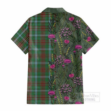 Gayre Family Crest Tartan Cotton Hawaiian Shirt Scottish Thistle Flower Pattern Half Style - Tartan Vibes Clothing