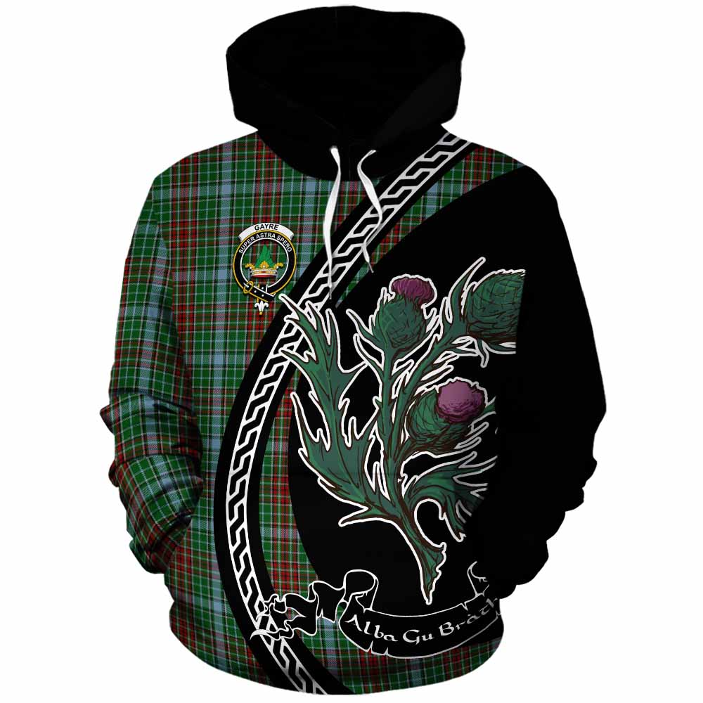 Gayre Family Crest Tartan Cotton Hoodie Alba Thistle Inspired - Tartan Vibes Clothing