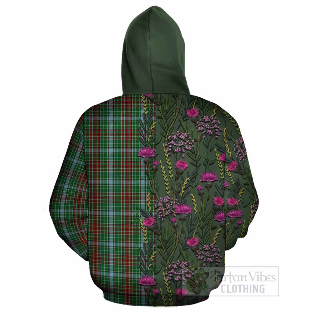 Gayre Family Crest Tartan Cotton Hoodie Scottish Thistle Flower Pattern Half Style - Tartan Vibes Clothing