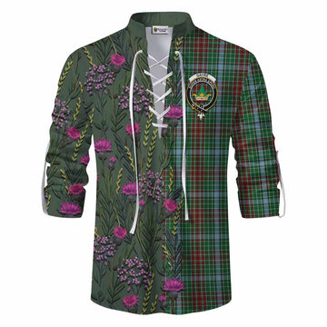 Gayre Family Crest Tartan Ghillie Shirt Scottish Thistle Flower Pattern Half Style