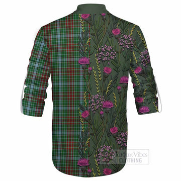 Gayre Family Crest Tartan Ghillie Shirt Scottish Thistle Flower Pattern Half Style