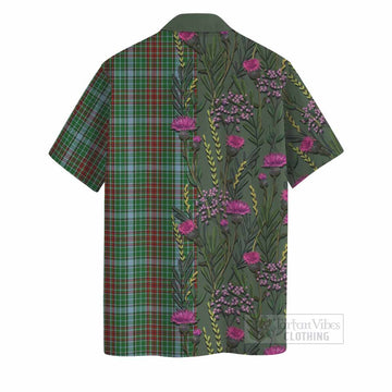 Gayre Family Crest Tartan Hawaiian Shirt Scottish Thistle Flower Pattern Half Style