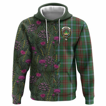Gayre Family Crest Tartan Hoodie Scottish Thistle Flower Pattern Half Style