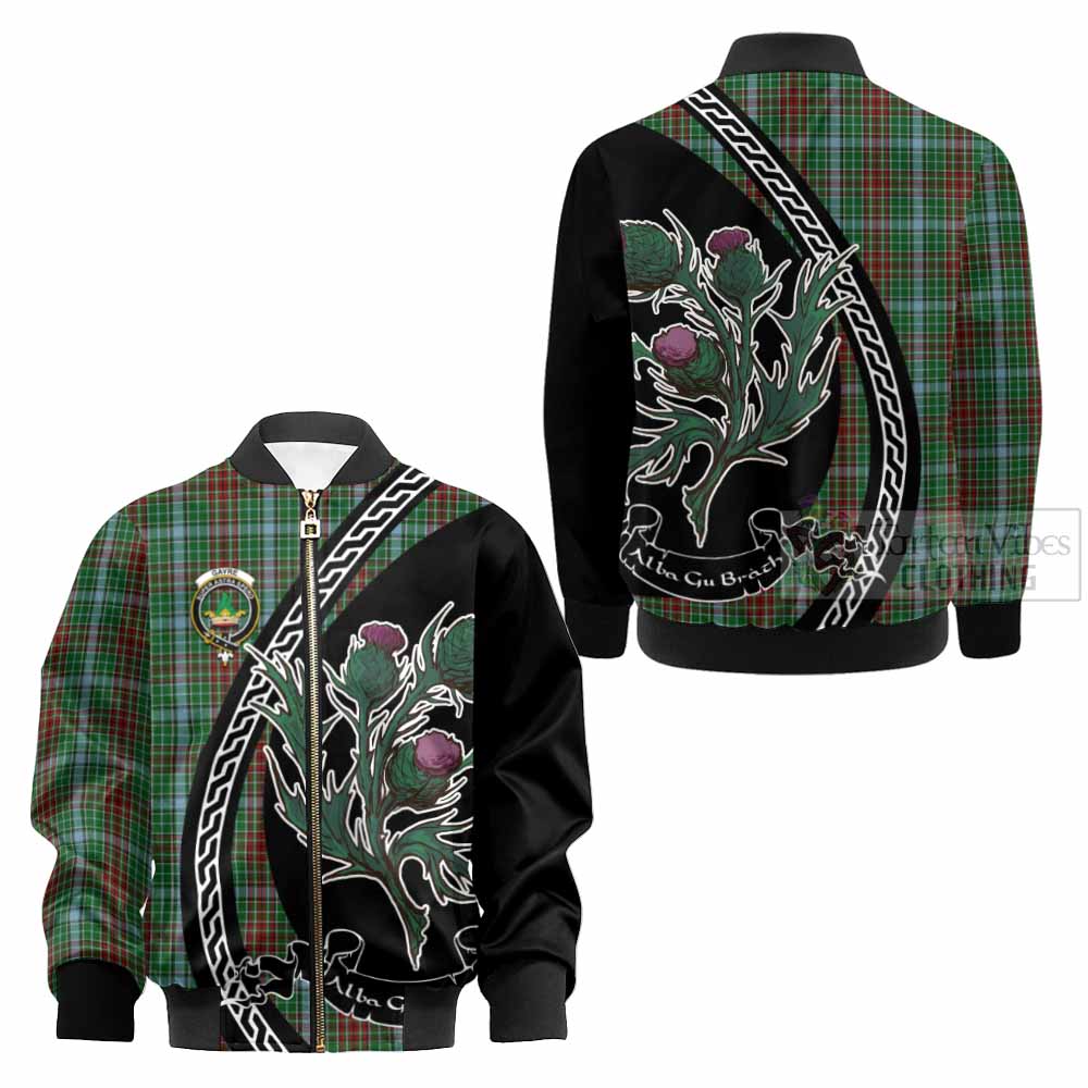 Gayre Family Crest Tartan Kid Bomber Jacket Alba Thistle Inspired - Tartan Vibes Clothing