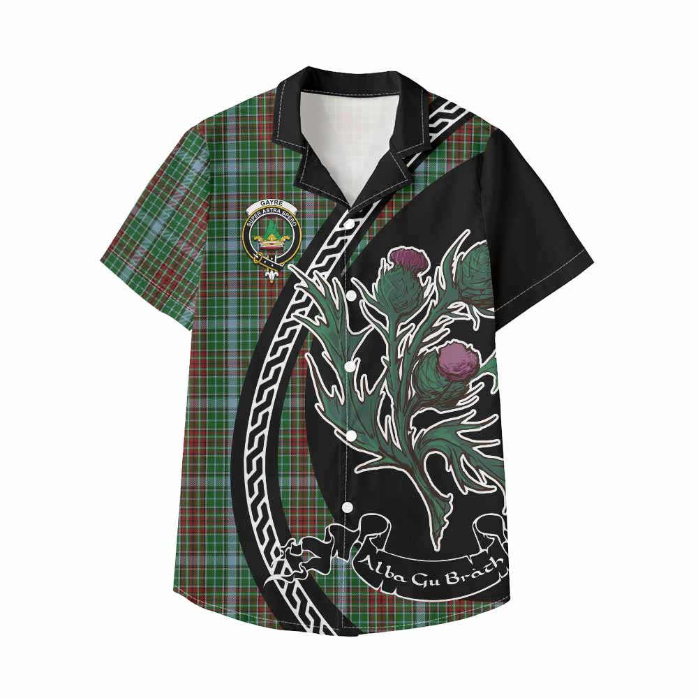 Gayre Family Crest Tartan Kid Hawaiian Shirt Alba Thistle Inspired - Tartan Vibes Clothing