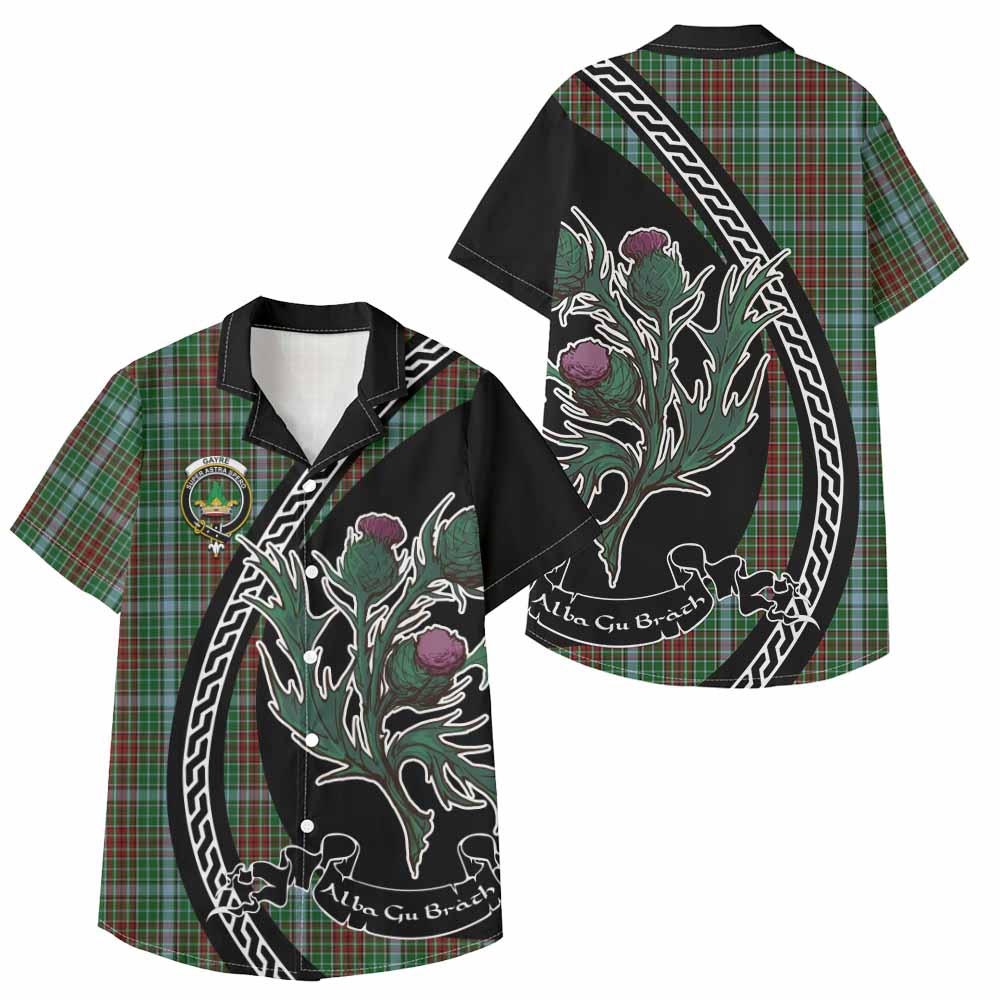 Gayre Family Crest Tartan Kid Hawaiian Shirt Alba Thistle Inspired - Tartan Vibes Clothing