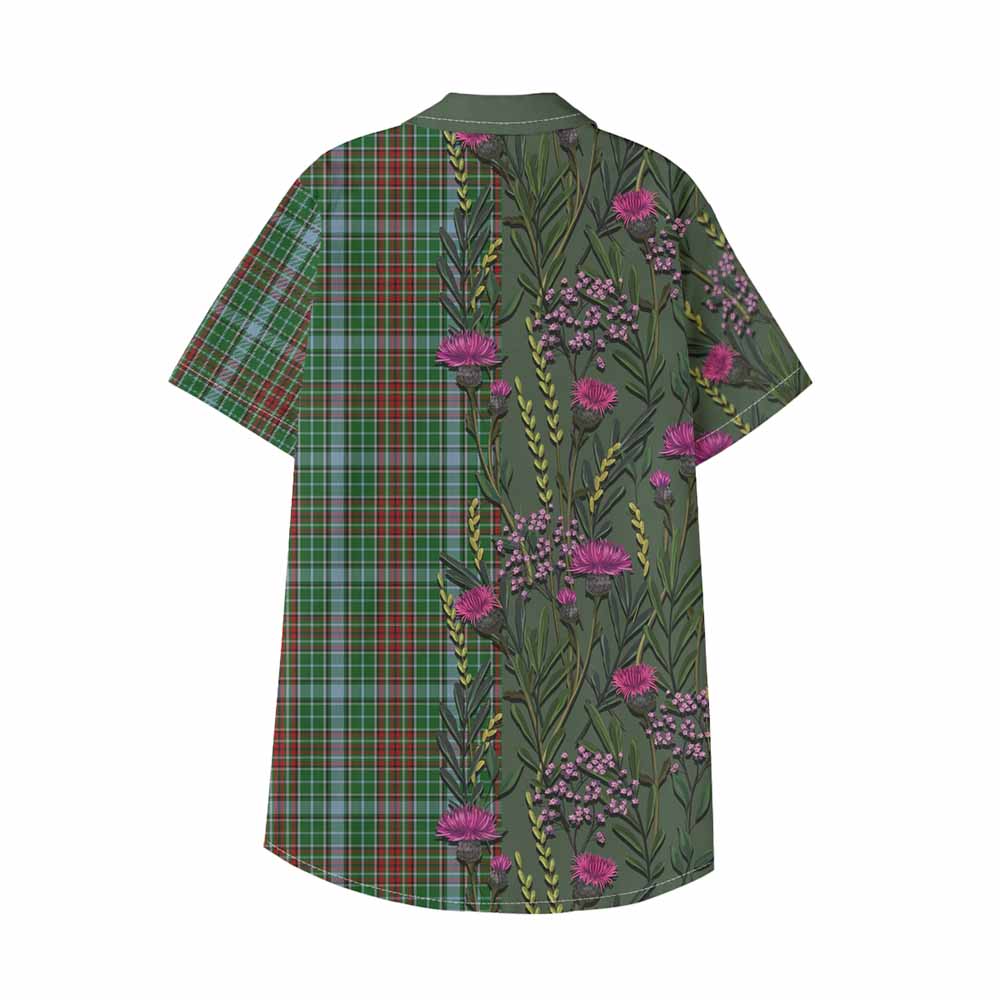 Gayre Family Crest Tartan Kid Hawaiian Shirt Scottish Thistle Flower Pattern Half Style - Tartan Vibes Clothing
