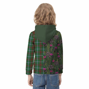 Gayre Family Crest Tartan Kid Hoodie Scottish Thistle Flower Pattern Half Style - Tartan Vibes Clothing