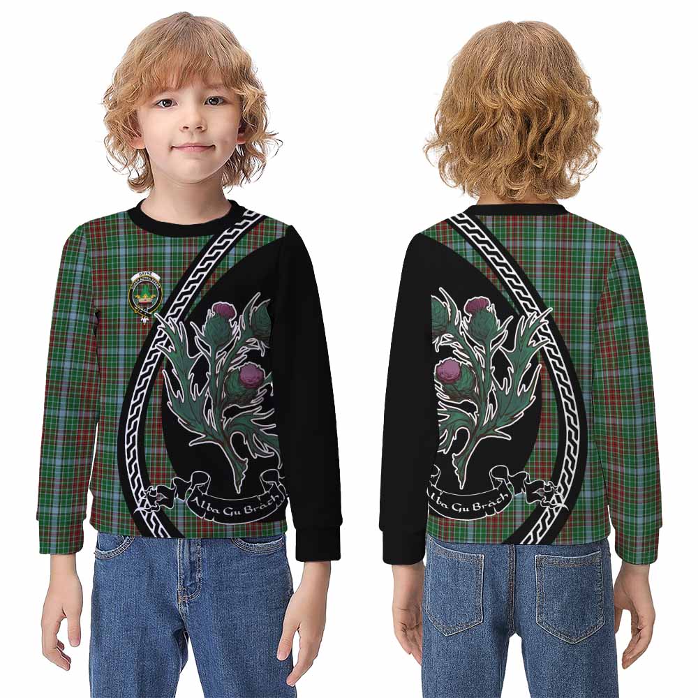 Gayre Family Crest Tartan Kid Knitted Sweatshirt Alba Thistle Inspired - Tartan Vibes Clothing
