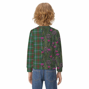 Gayre Family Crest Tartan Kid Knitted Sweatshirt Scottish Thistle Flower Pattern Half Style - Tartan Vibes Clothing