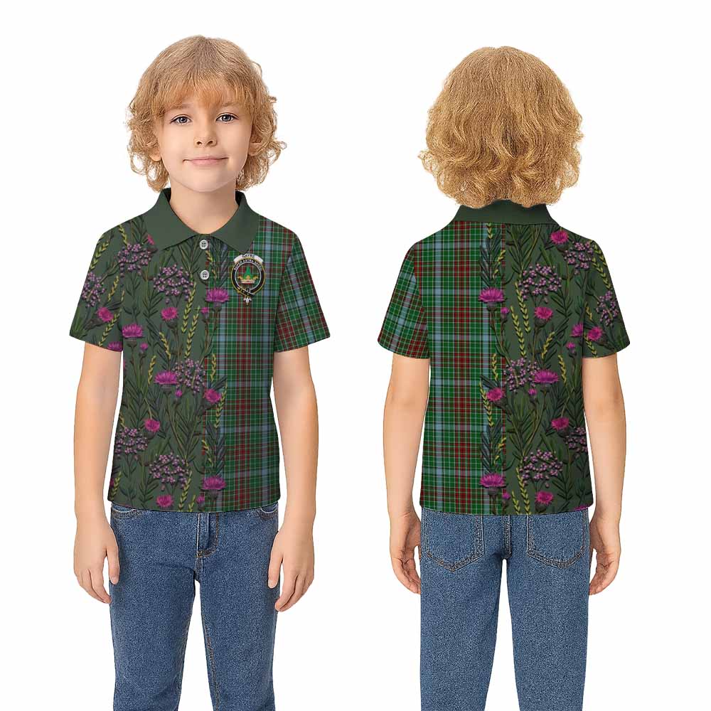 Gayre Family Crest Tartan Kid Polo Shirt Scottish Thistle Flower Pattern Half Style - Tartan Vibes Clothing