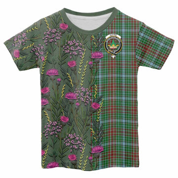Gayre Family Crest Tartan Kid T-shirt Scottish Thistle Flower Pattern Half Style - Tartan Vibes Clothing