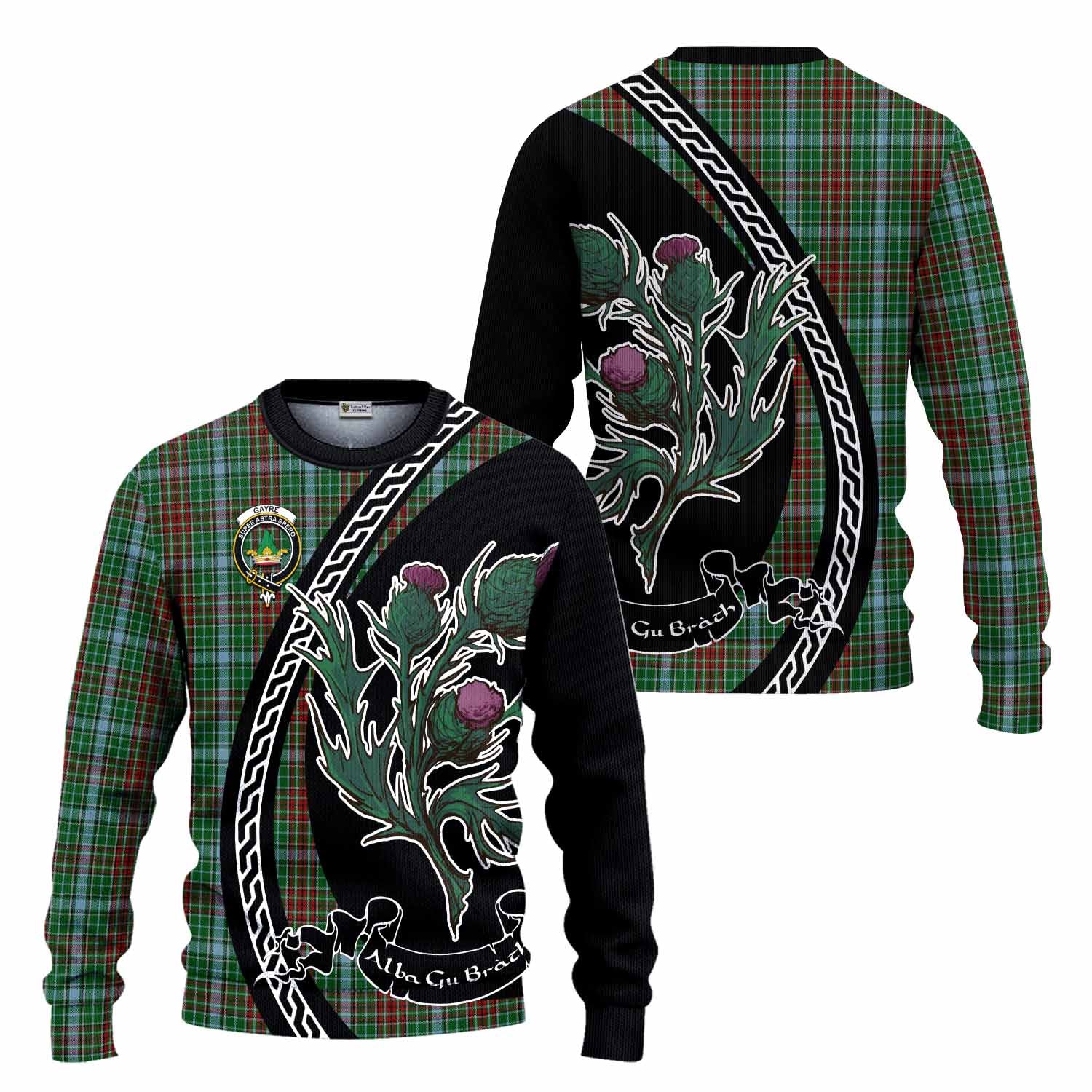 Gayre Family Crest Tartan Knitted Sweater Alba Thistle Inspired - Tartan Vibes Clothing