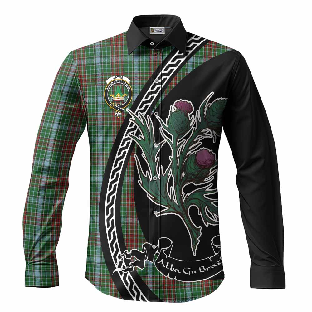 Gayre Family Crest Tartan Long Sleeve Button Shirts Alba Thistle Inspired - Tartan Vibes Clothing