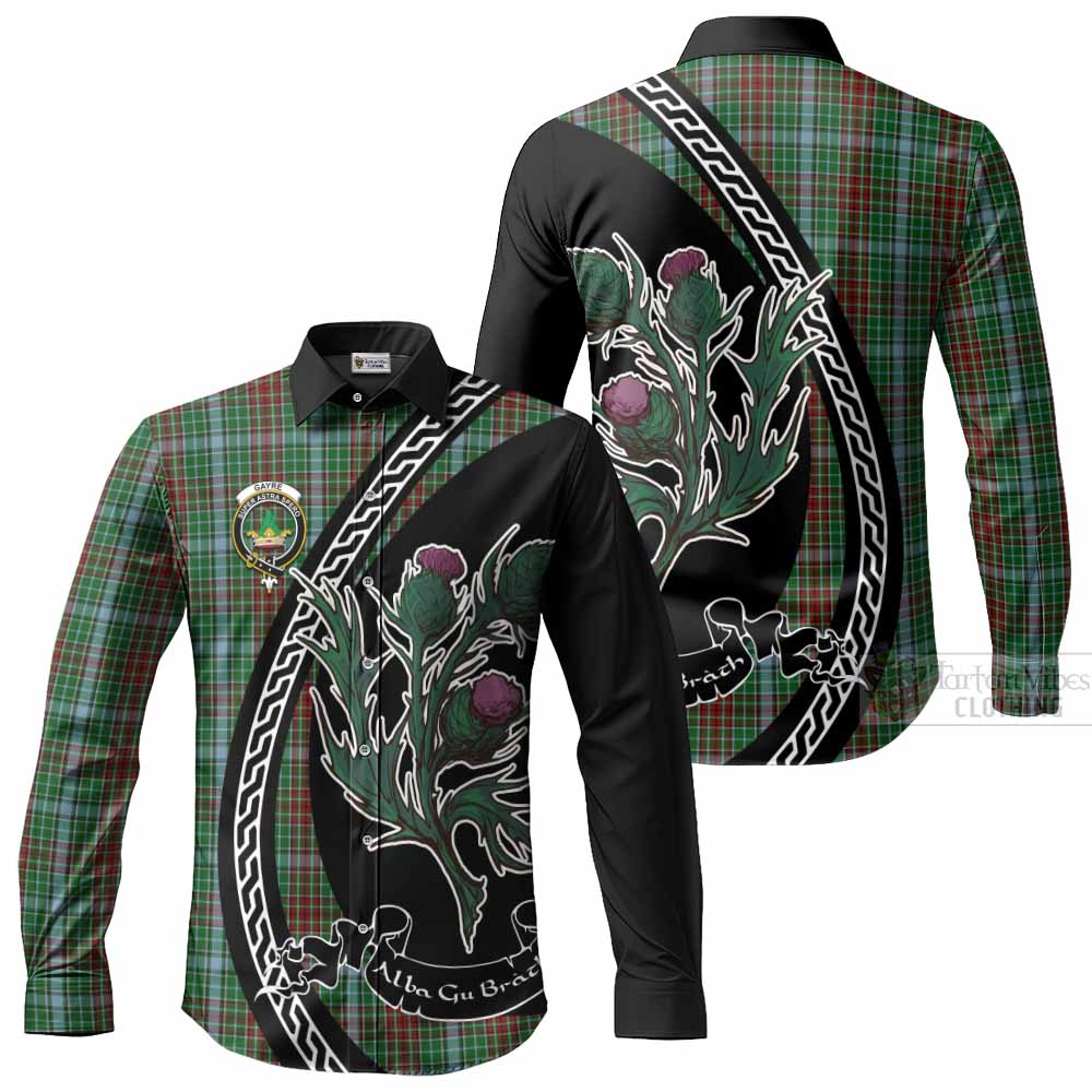 Gayre Family Crest Tartan Long Sleeve Button Shirts Alba Thistle Inspired - Tartan Vibes Clothing