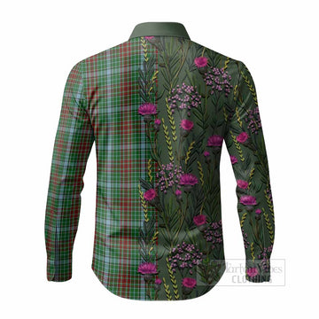 Gayre Family Crest Tartan Long Sleeve Button Shirts Scottish Thistle Flower Pattern Half Style