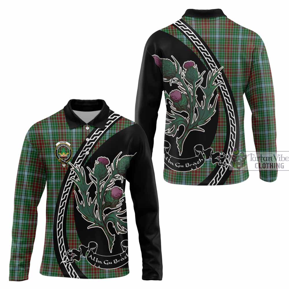 Gayre Family Crest Tartan Long Sleeve Polo Shirt Alba Thistle Inspired - Tartan Vibes Clothing
