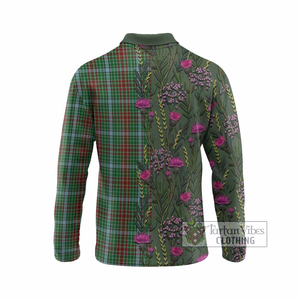 Gayre Family Crest Tartan Long Sleeve Polo Shirt Scottish Thistle Flower Pattern Half Style - Tartan Vibes Clothing
