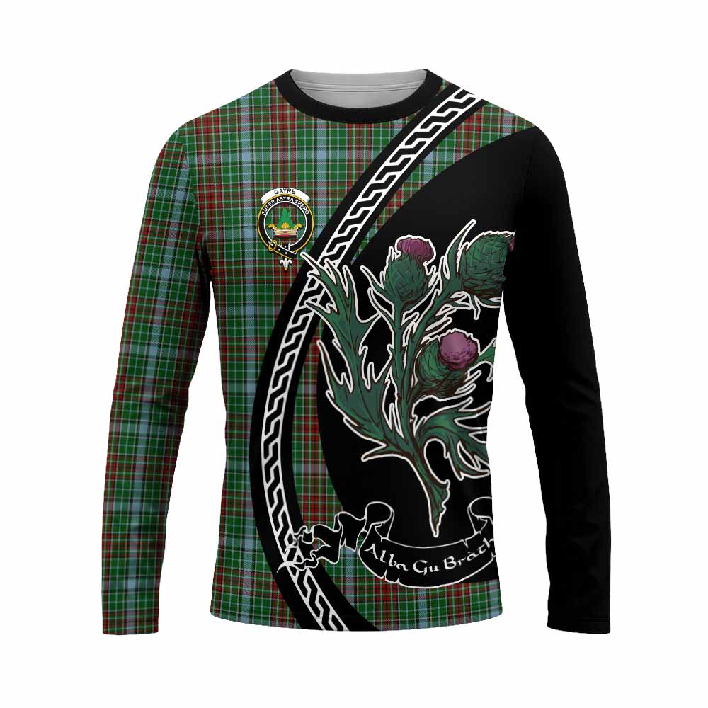 Gayre Family Crest Tartan Long Sleeve T-Shirt Alba Thistle Inspired - Tartan Vibes Clothing