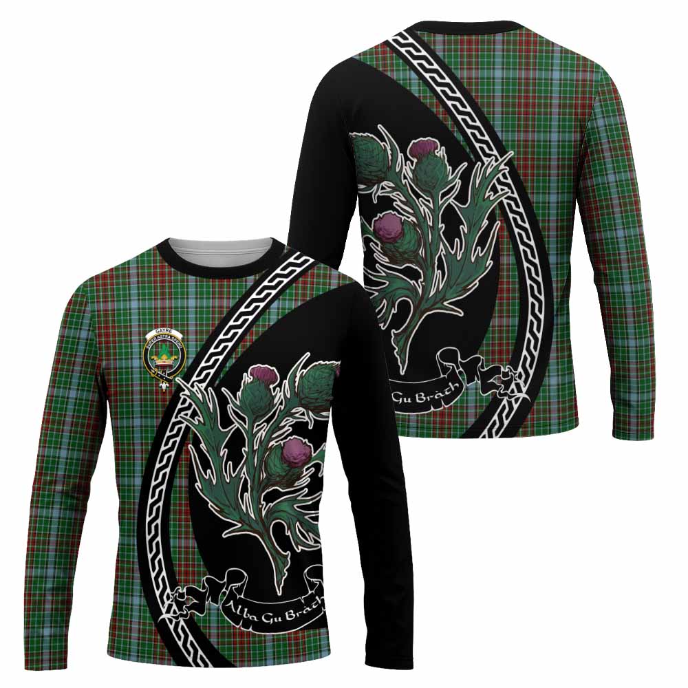 Gayre Family Crest Tartan Long Sleeve T-Shirt Alba Thistle Inspired - Tartan Vibes Clothing
