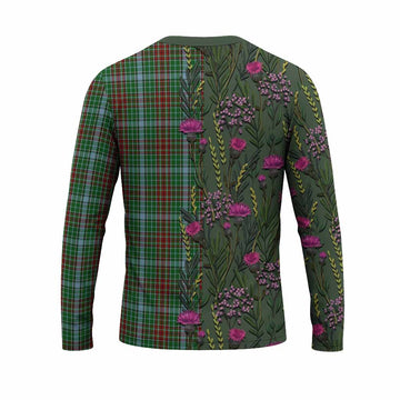 Gayre Family Crest Tartan Long Sleeve T-Shirt Scottish Thistle Flower Pattern Half Style - Tartan Vibes Clothing