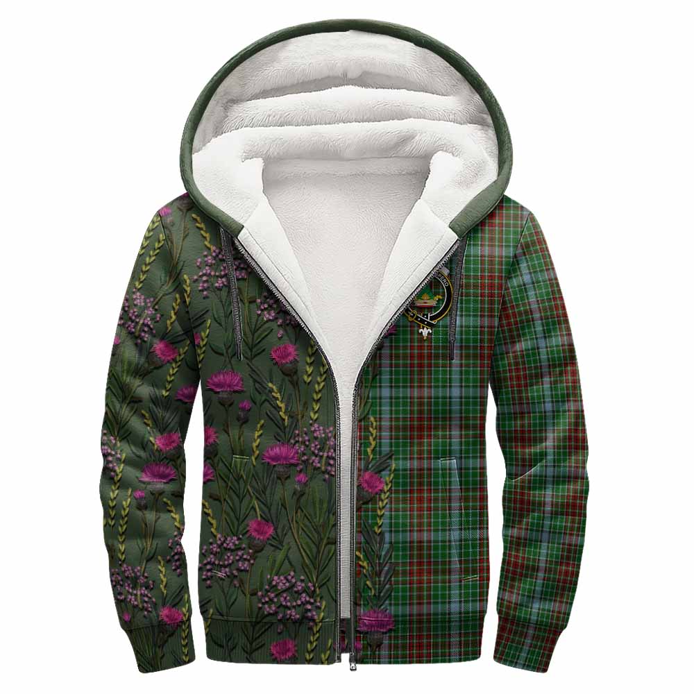 Gayre Family Crest Tartan Sherpa Hoodie Scottish Thistle Flower Pattern Half Style - Tartan Vibes Clothing