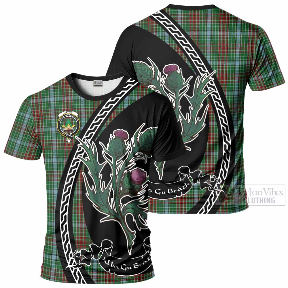 Gayre Family Crest Tartan T-Shirt Alba Thistle Inspired - Tartan Vibes Clothing