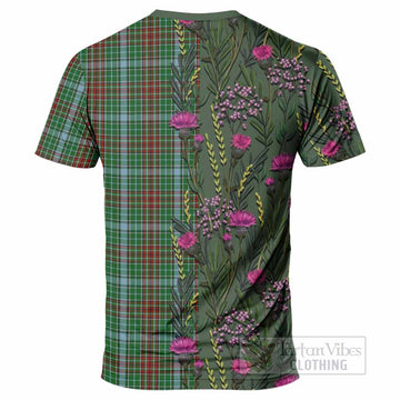 Gayre Family Crest Tartan T-Shirt Scottish Thistle Flower Pattern Half Style