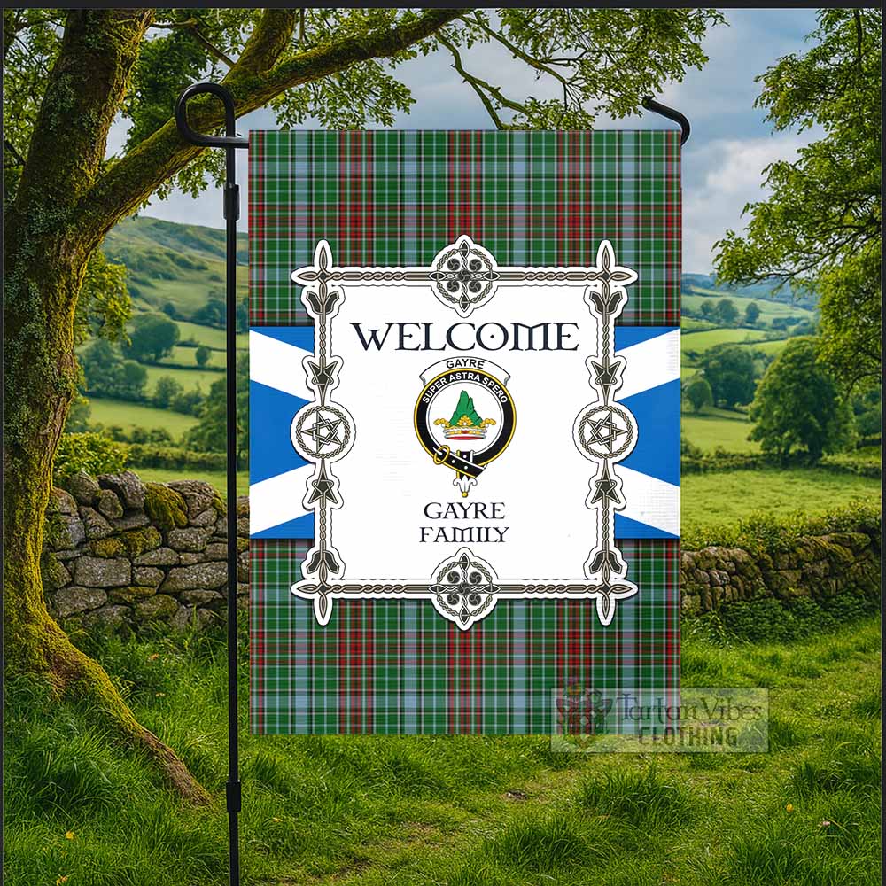 Gayre Family Crest Tartan Welcome Garden Flag Saltire Harmony Style - Tartan Vibes Clothing