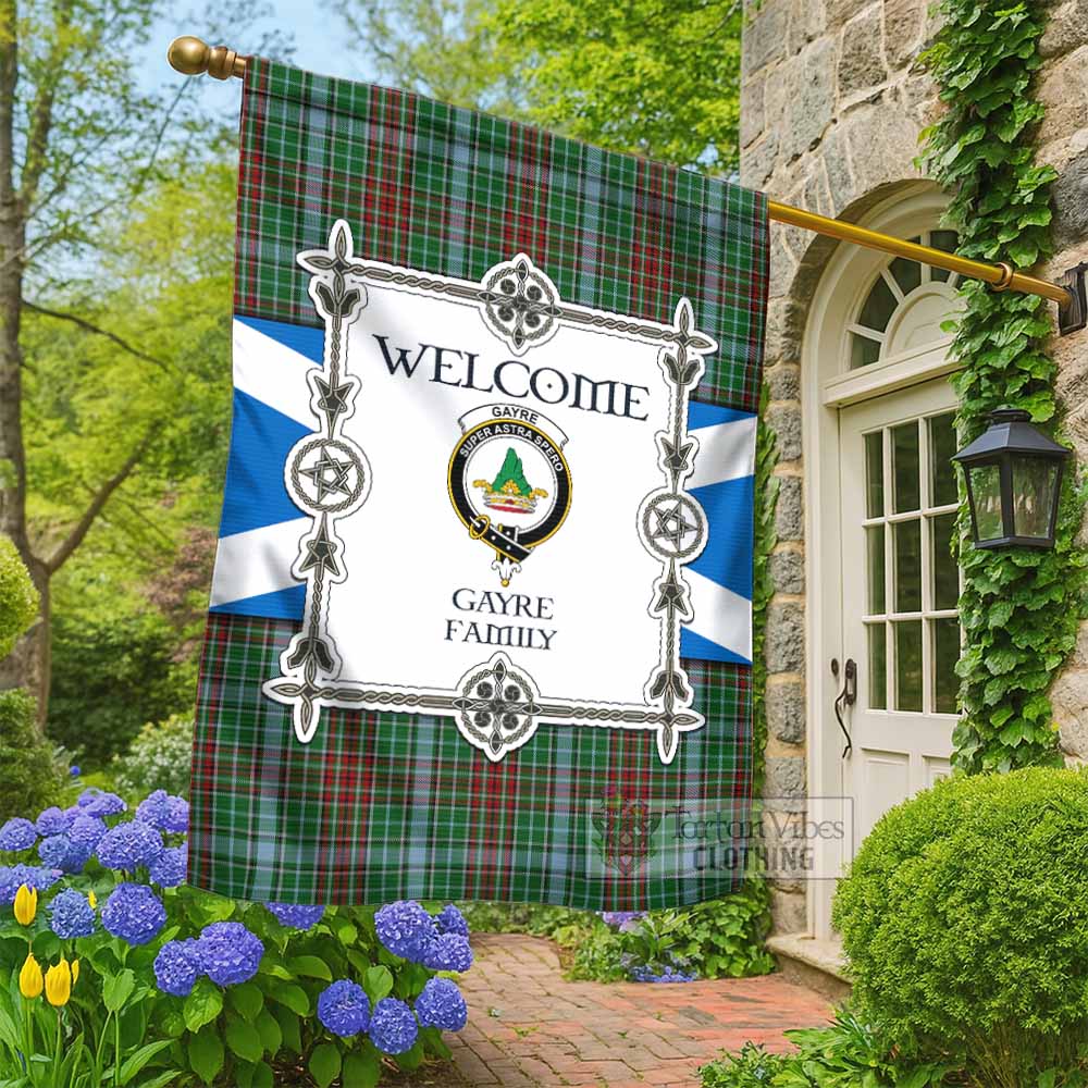 Gayre Family Crest Tartan Welcome Garden Flag Saltire Harmony Style - Tartan Vibes Clothing