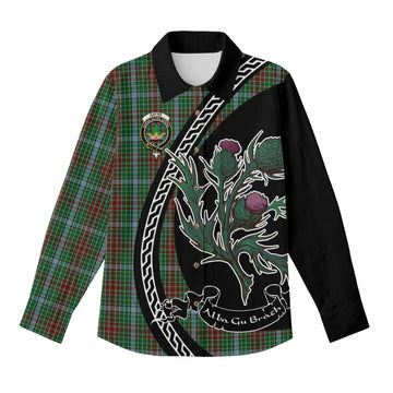 Gayre Family Crest Tartan Women Casual Shirt Alba Thistle Inspired